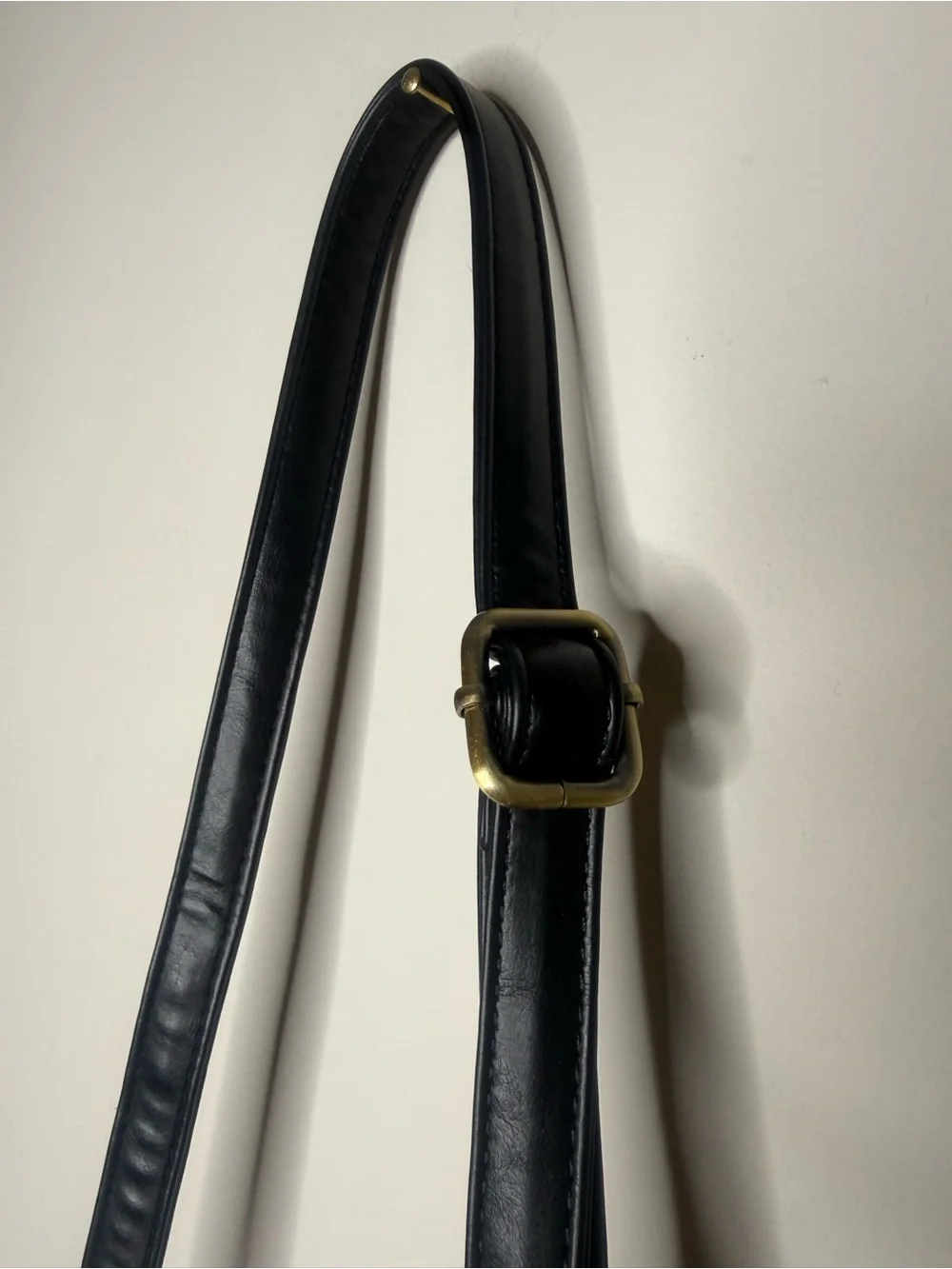 Joy Susan Black Leather Shoulder Bag with Gold Hardware